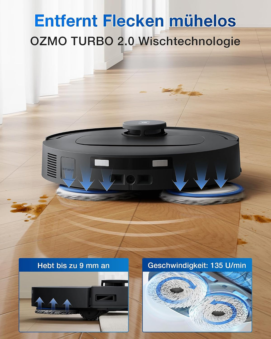 ECOVACS DEEBOT T30C Omni Gen2, Saugroboter mit Wischfunktion, 25.000 Pa, OZMO Turbo 2.0 Wischen, Zer