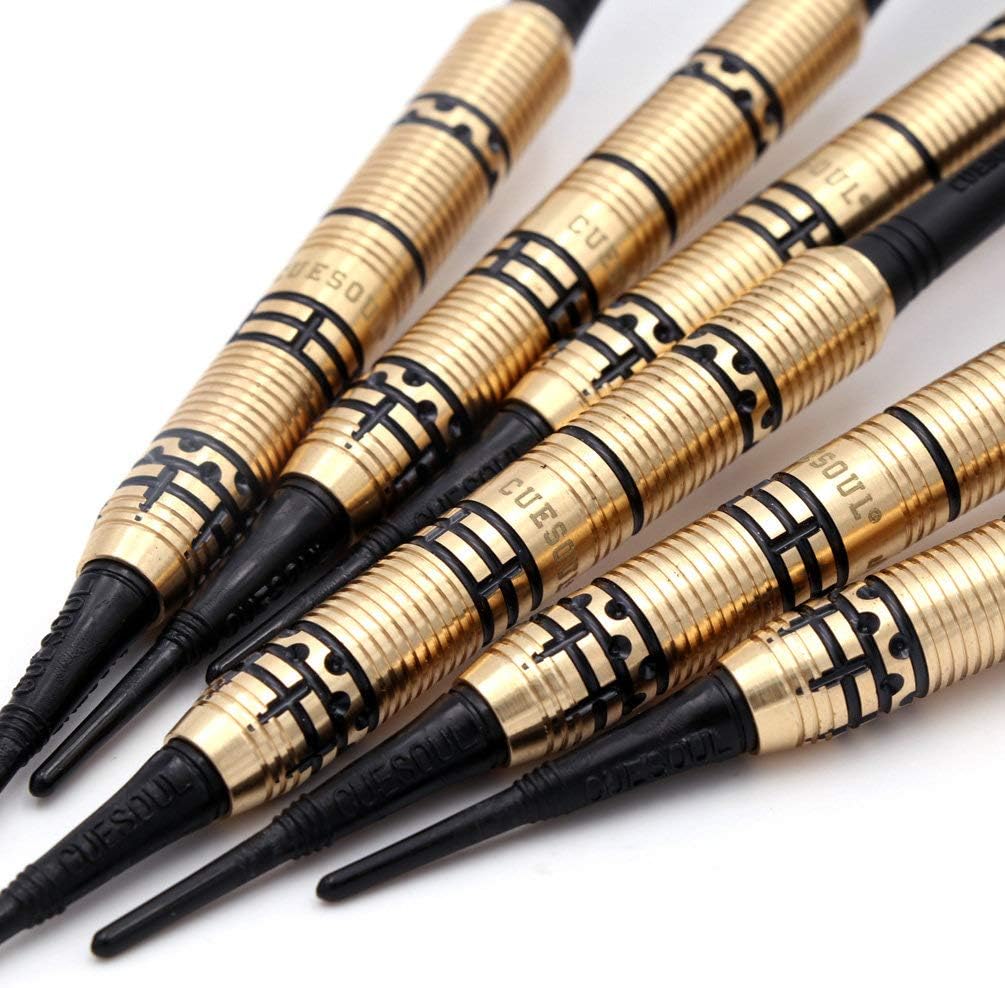 CUESOUL Jazz-Metal 19g Soft Tip Dart Set aus schwarz beschichtetem Messing mit integrierten AK5 Flig