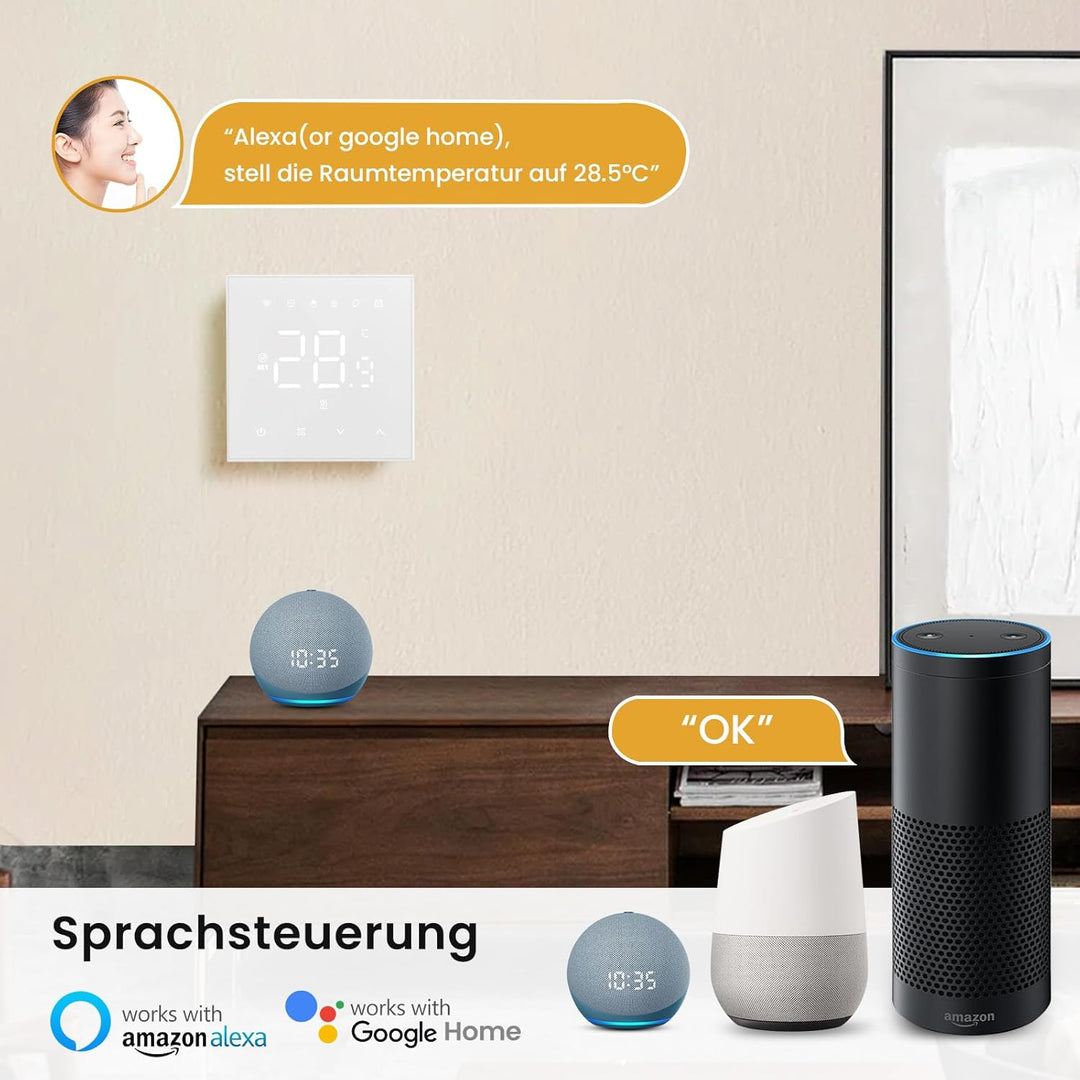 MIUCDA Smart Thermostat WLAN Wasser Fussbodenheizung Raumthermostat Digital Heizungsthermostat Kompa