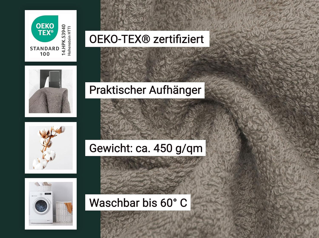 ZOLLNER 10er Set Handtücher in 50x100 cm - Flauschige Duschtücher aus Baumwolle - mit moderner Strei