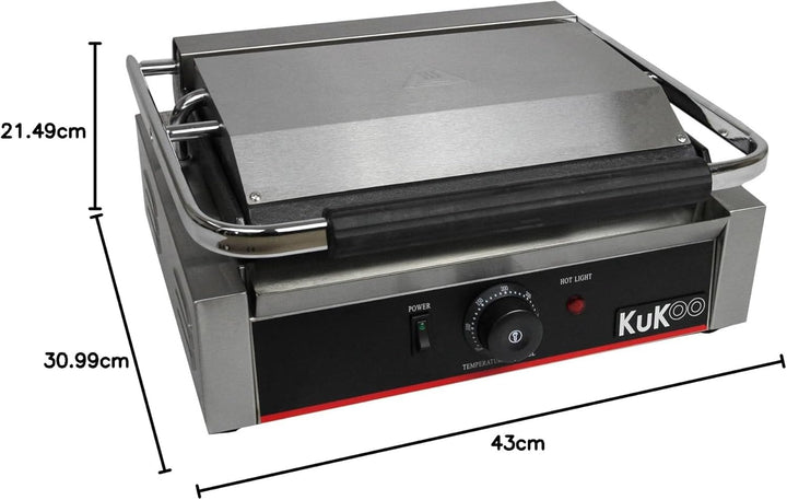 KuKoo Edelstahl Panini Grill Elektrogrill Sandwichtoaster Grill Tischgrill 1/2 glatt-1/2 gerillt 220