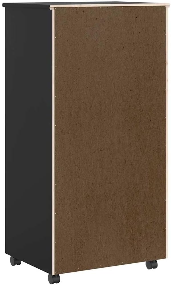 vidaXL Rollschrank mit Schubladen Moss Schwarz Massivholz Kiefer, Kommode, Schubladenschrank, Schrei