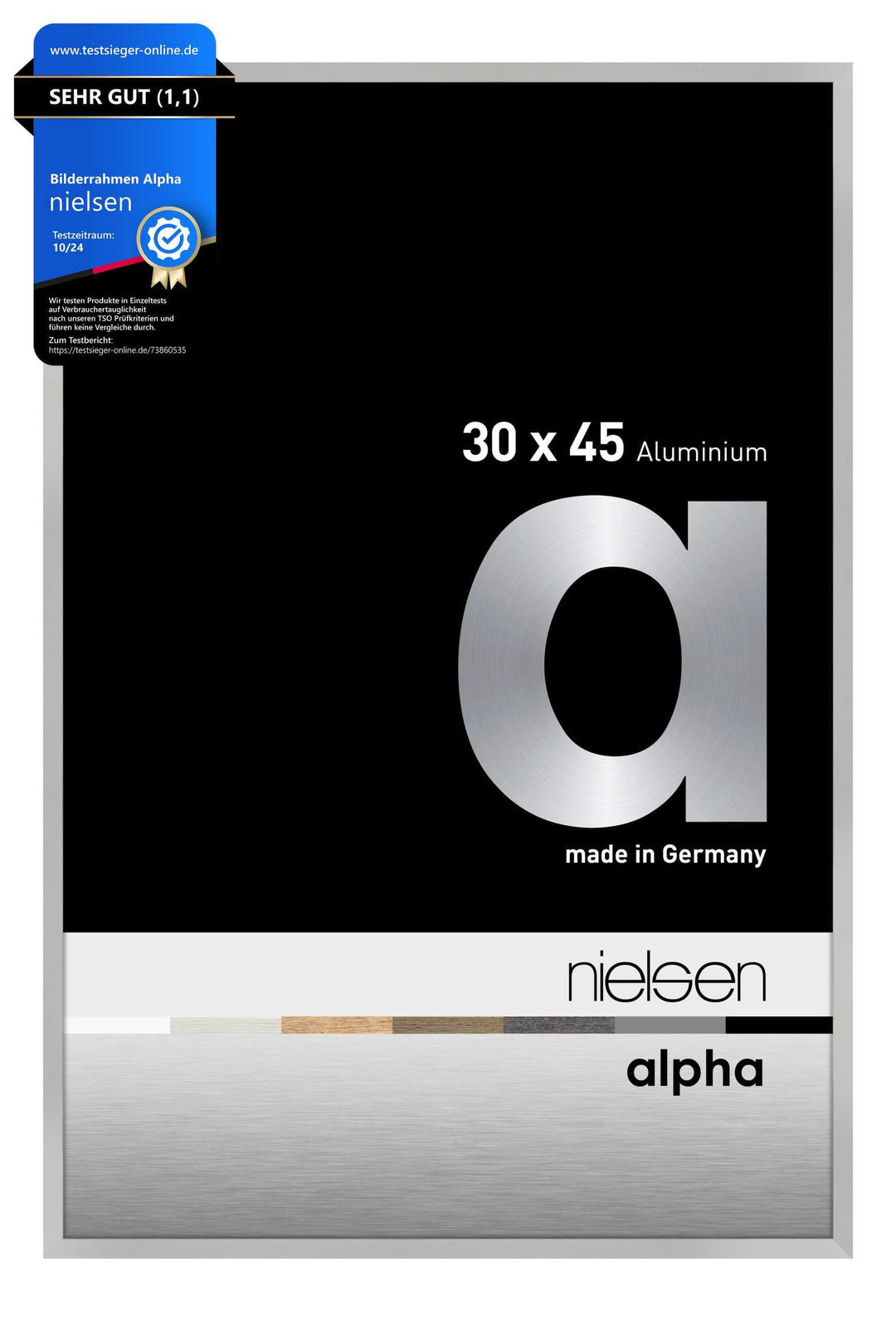 nielsen Aluminium Bilderrahmen Alpha, 30x45 cm, Silber Matt Silber Matt 30 x 45 cm, Silber Matt 30 x