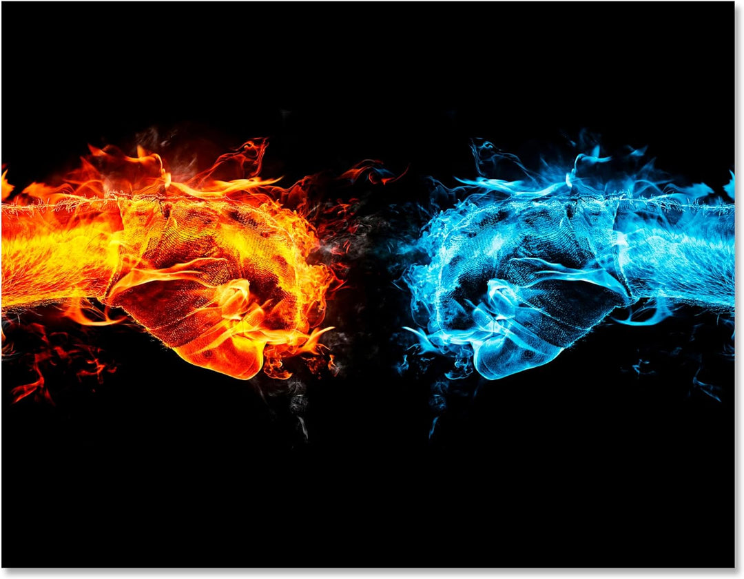 wandmotiv24 Leinwand-Bilder Sport, Grösse 100x75cm, Querformat, Kampf der Elemente, Bandagen, Boxen,