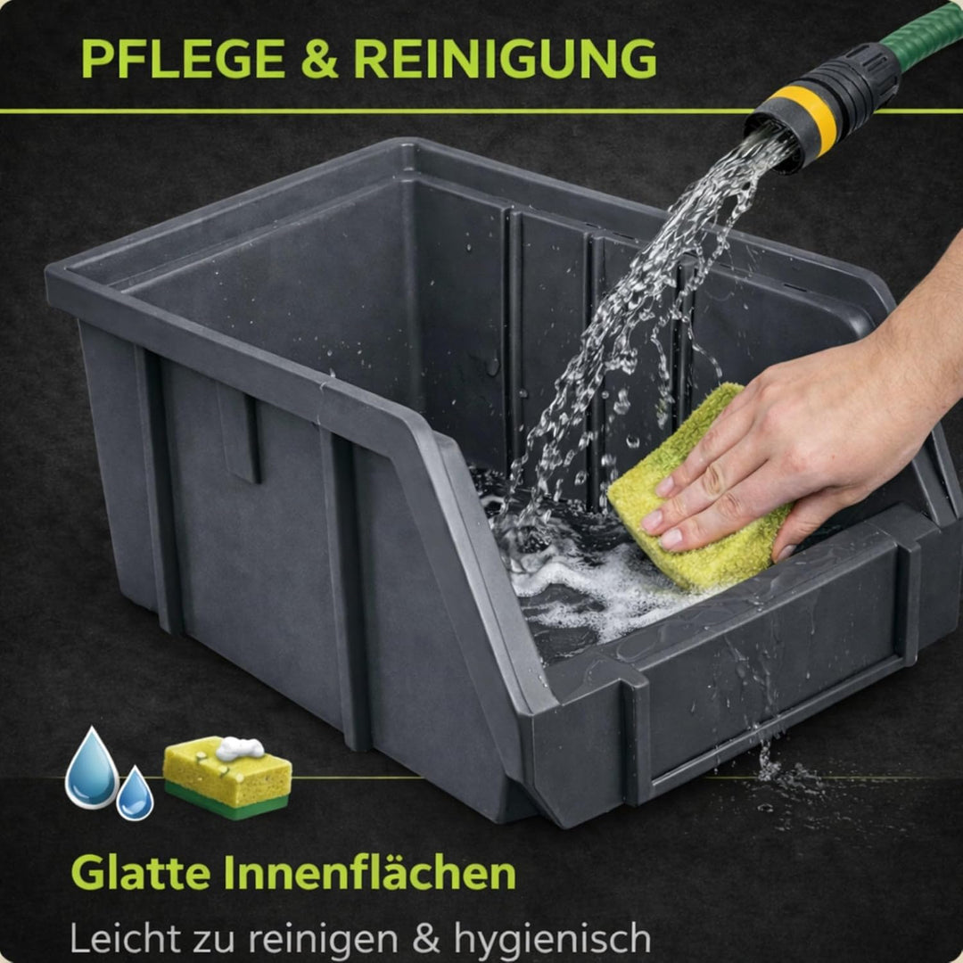 Rodopi 26er Set Stapelboxen, Grösse M | Sichtlagerkästen 230x150x130mm | Robuste Lagerboxen für Werk