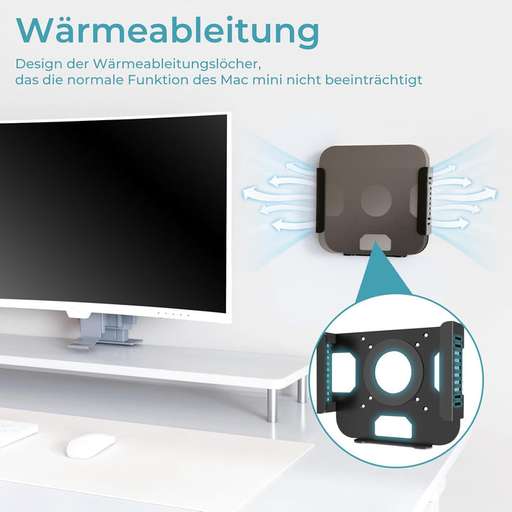 Metall Halterung Kompatibel mit Mac Mini M1, M2, M2 Pro Mini VESA/ Wand/ Untertisch Halterung für Ma
