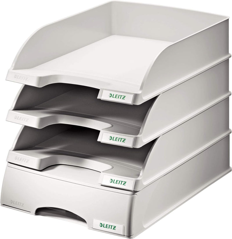 Leitz Briefkorb-Schublade A4, 4er Pack, Grau, Plus Serie, 52100085 4 Stück Grau, 4 Stück Grau