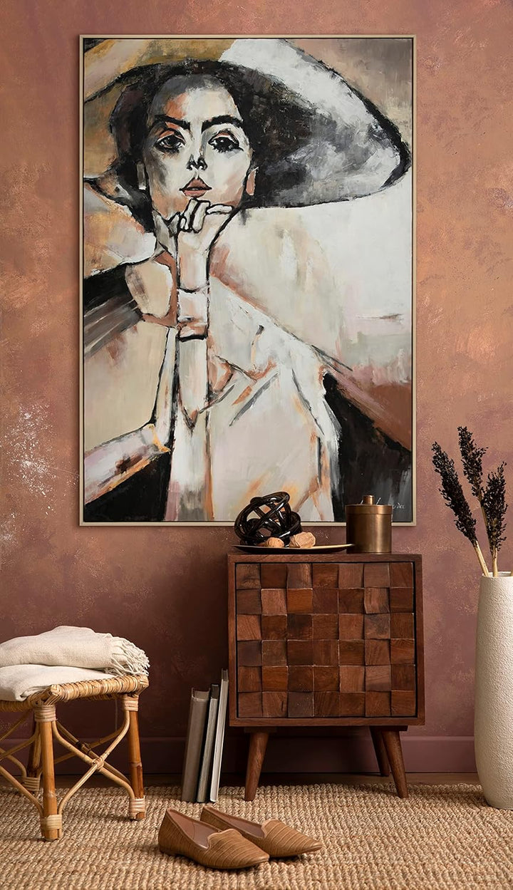 YS-Art XXL Abstrakt Acryl Gemälde auf Leinwand mit Rahmen Elisabeth handgemalte Wandbilder Wohnzimme