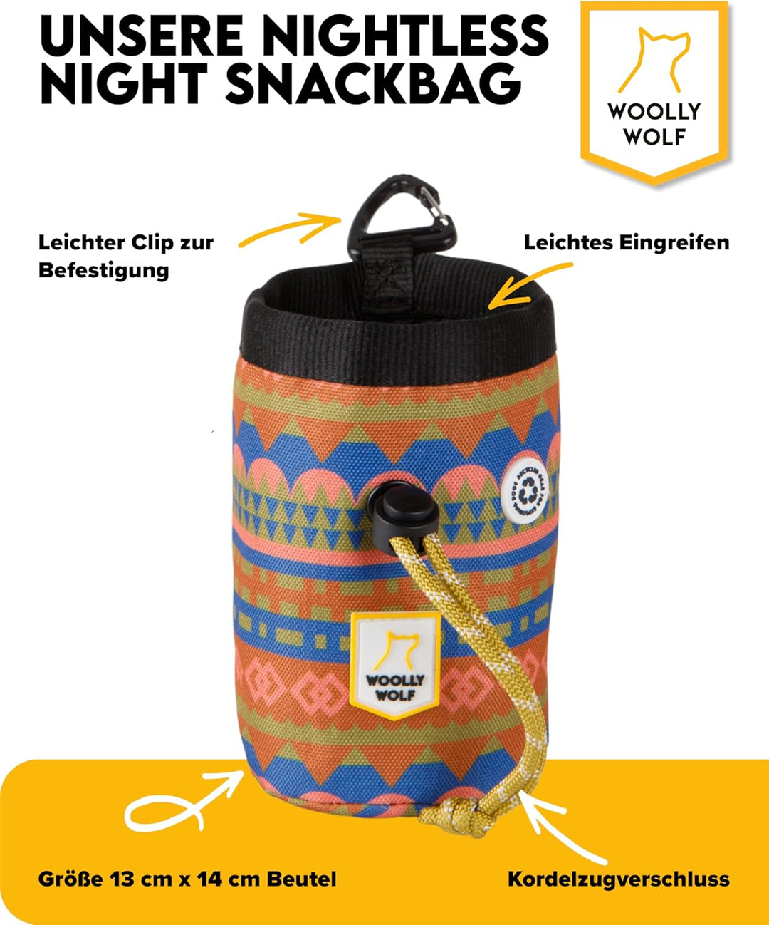 Woolly Wolf Nightless Night Snack Bag - Nachhaltige Leckerlitasche für Hunde aus recyceltem Material