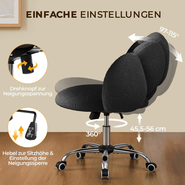Yaheetech Schreibtischstuhl Bürostuhl Ergonomisch Bürosessel in Wolkenform Schminktischstuhl bis 136