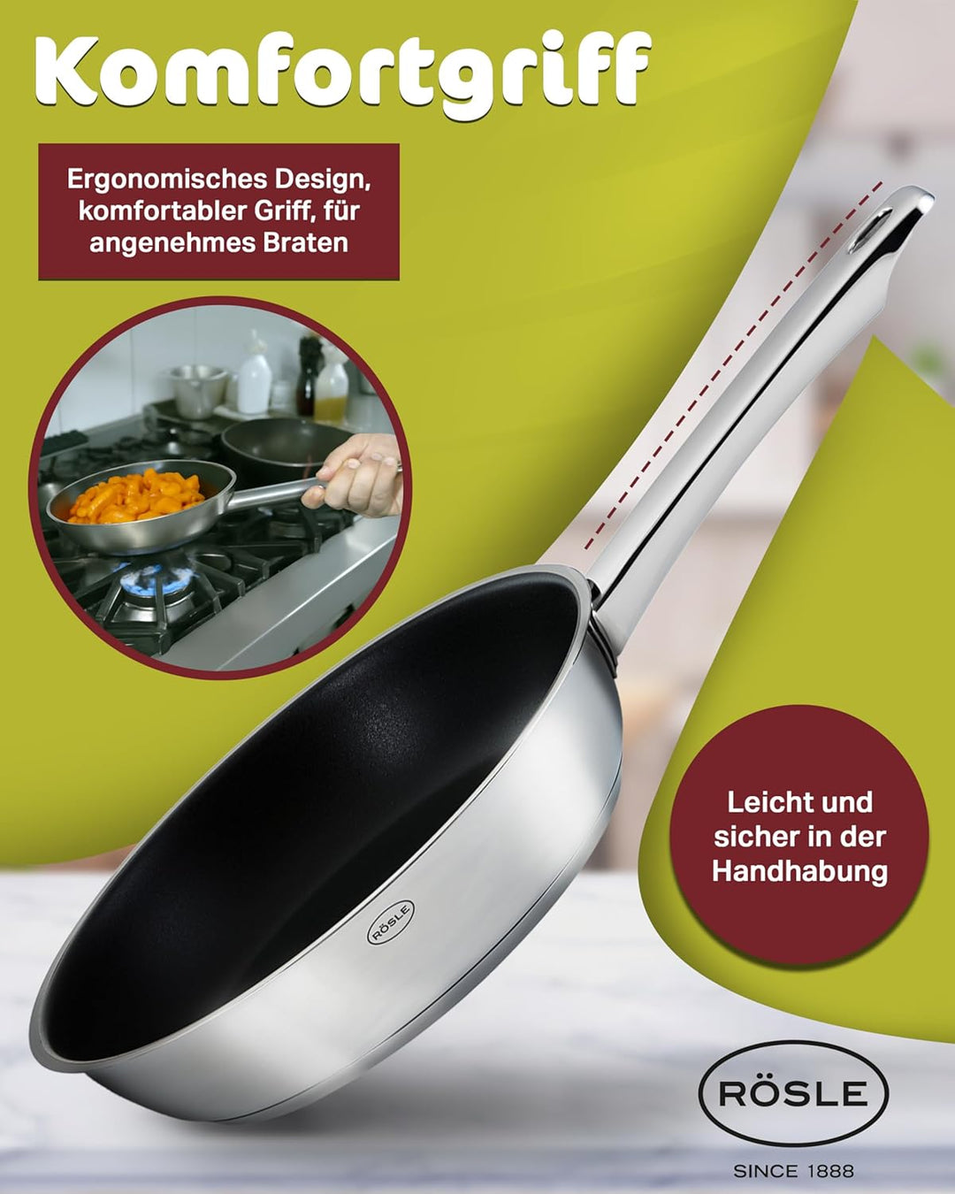 RÖSLE Moments Pfannenset 2-tlg 20/28 cm – Hochwertige Bratpfanne Edelstahl antihaft beschichtet, kra