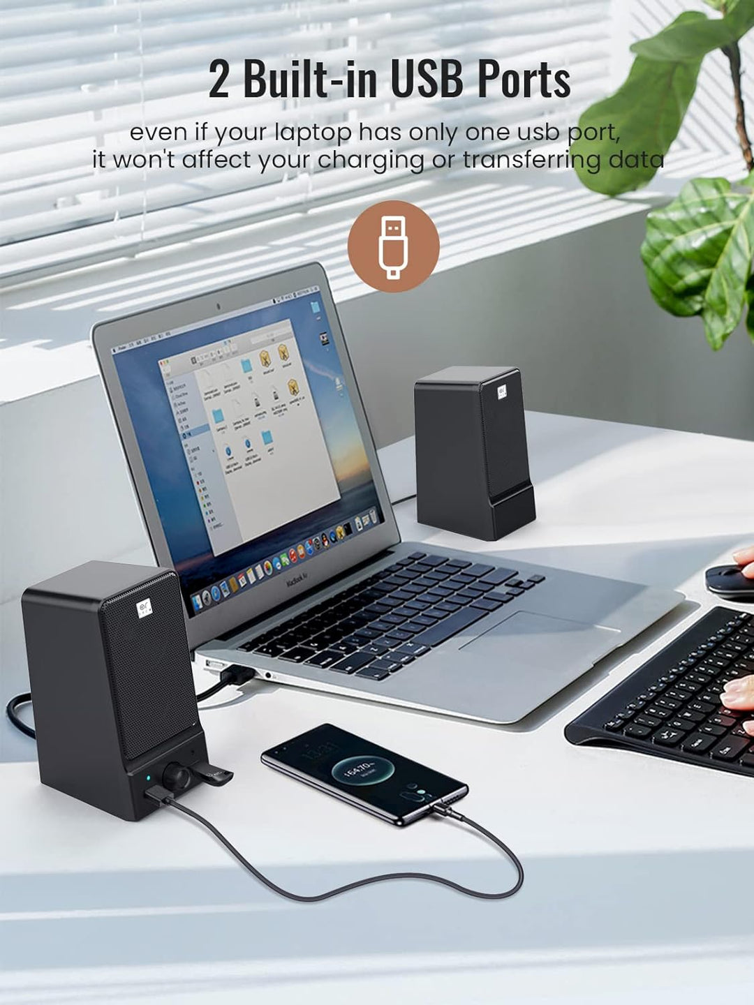 OROW USB Desktop Lautsprecher,HI-FI Stereo Sound USB-betriebener Lautsprecher für PC,16W Lautspreche