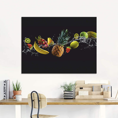 ARTland Glasbilder Wandbild Glas Bild einteilig 60x45 cm Querformat Küchenbilder Obst Früchte Kiwi E