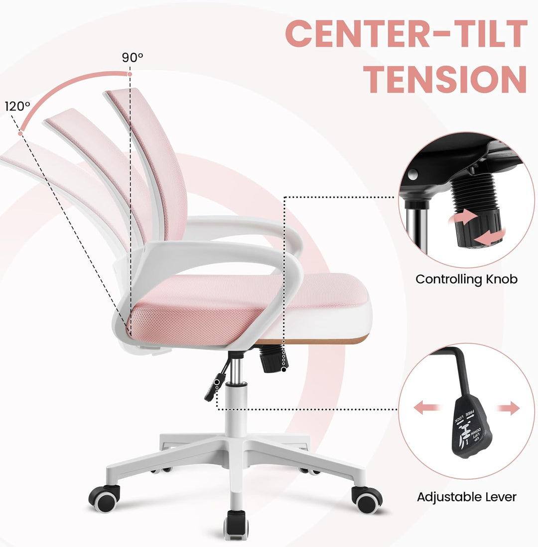 Yaheetech Bürostuhl Ergonomisch, Schreibtischstuhl mit Netzbespannung und Armlehnen, Drehstuhl aus M