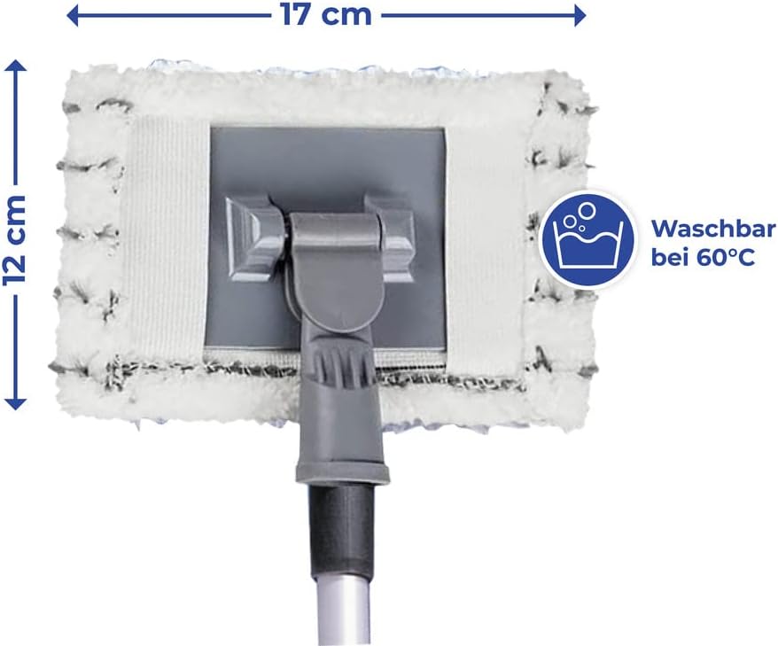 Maximex Teleskop Bad- und Fliesenwischer Profi, 360° Duo-Knickgelenk, Inkl. 2 Bezüge, Waschbar bis 6
