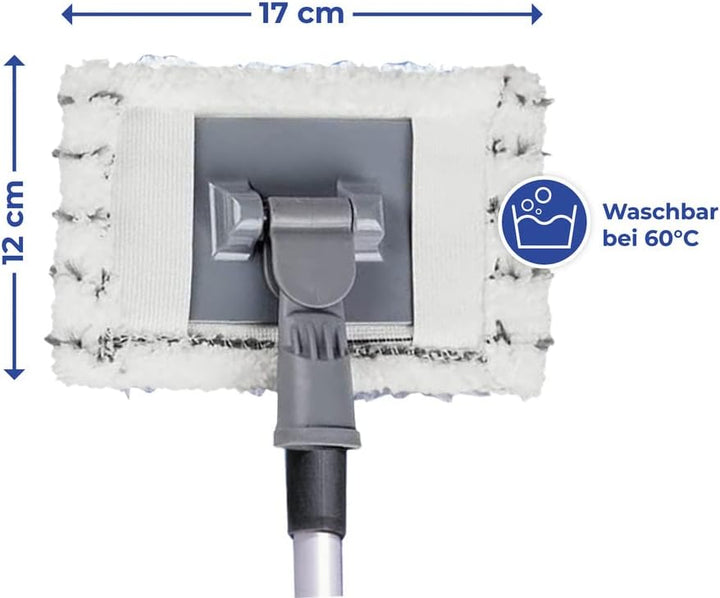 Maximex Teleskop Bad- und Fliesenwischer Profi, 360° Duo-Knickgelenk, Inkl. 2 Bezüge, Waschbar bis 6