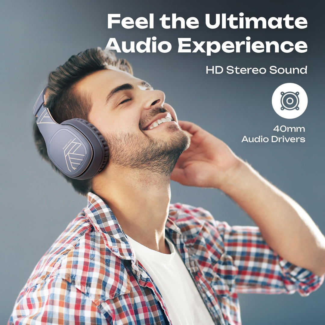 PowerLocus P7 Bluetooth Kopfhörer Over Ear, Faltbare Headphones, Kabellose Kopfhörer mit Bass-Modi,