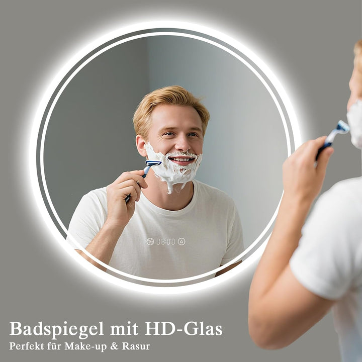 Badspiegel mit Beleuchtung - Badezimmer-Spiegel-LED mit Beschlagfrei, Touch-Schalter, Dimmbar, 3 Lic