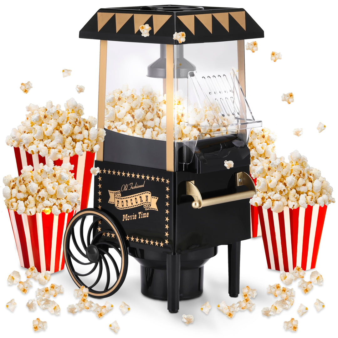 NK Popcornmaschine Retro 1.200W Heissluft – Popcorn Maker Ohne Öl, 0.3L Klein und Kompakt, Schnelle