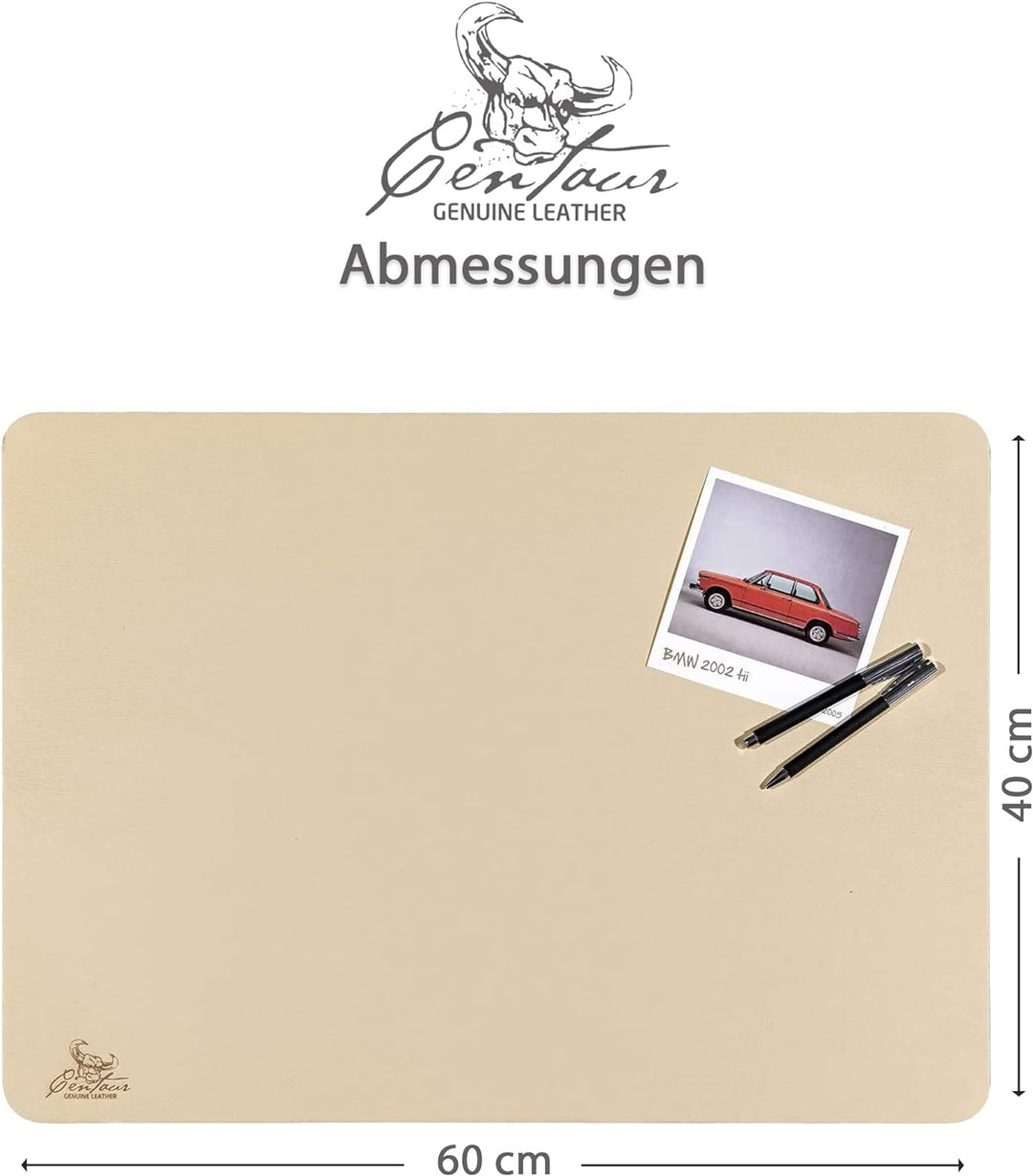 Centaur - Hochwertige Leder Schreibtischunterlage - Champagner/Beige 40x60 cm - ideal für Büro und Z