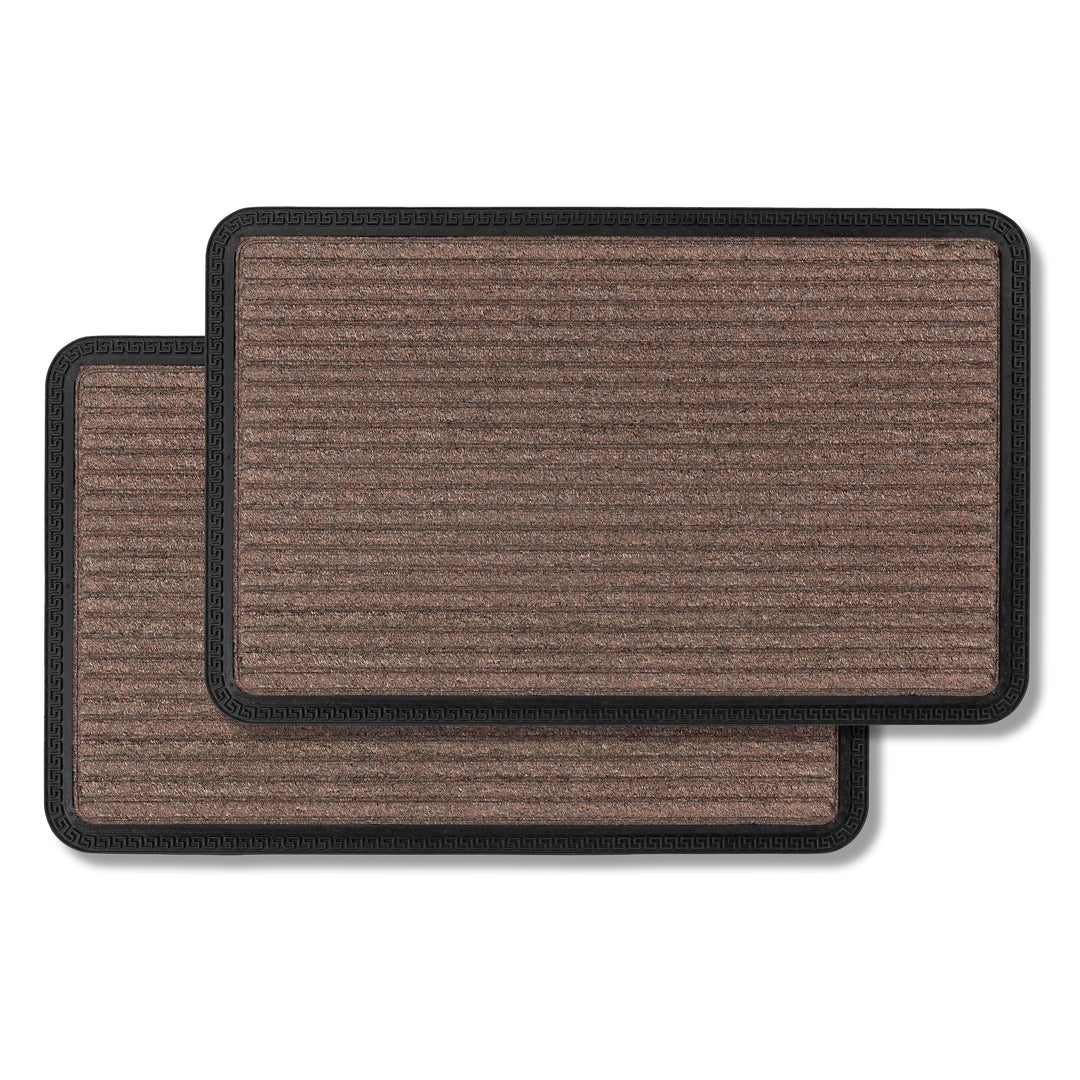 Astra Fussmatte Aussen &amp; Innen - Braun Linien 40 x 60 cm 2er Set (Rechteckig) 40 x 60 cm (Rechteckig