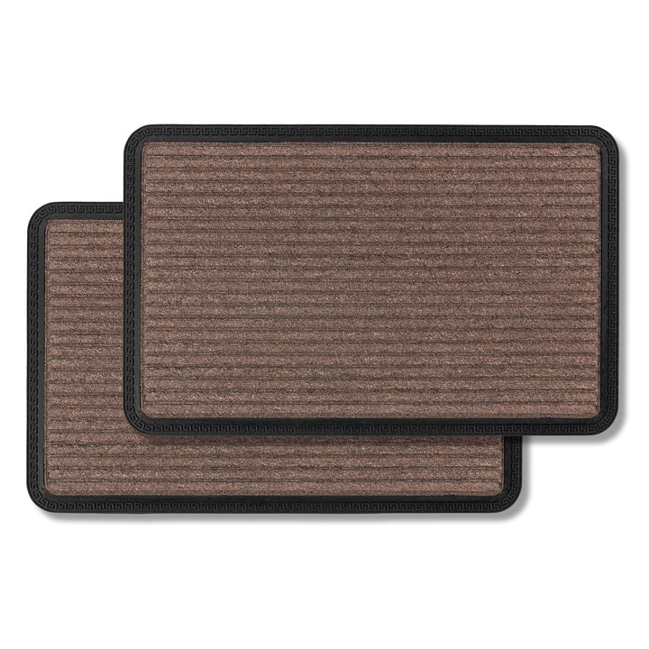 Astra Fussmatte Aussen &amp; Innen - Braun Linien 40 x 60 cm 2er Set (Rechteckig) 40 x 60 cm (Rechteckig