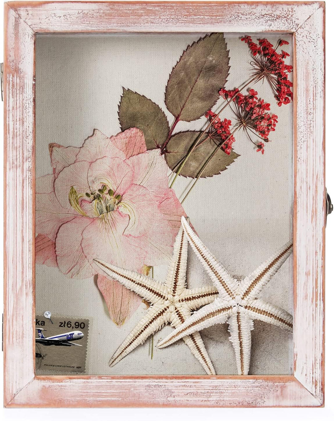 TJ. MOREE Shadow Box Rahmen 8 x 10 Blume Shadowbox Display Case Bilderrahmen mit Leinen zurück Memor
