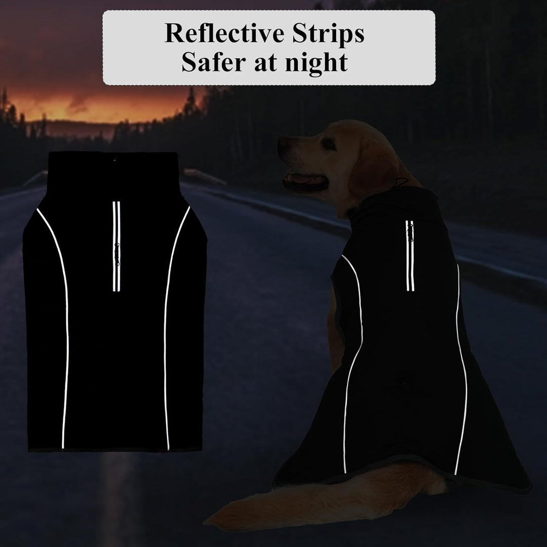 Hundemantel Warm Wasserdicht Hundejacke Winter Fleecemantel Hund Regenjacke Reflektierend mit Reissv