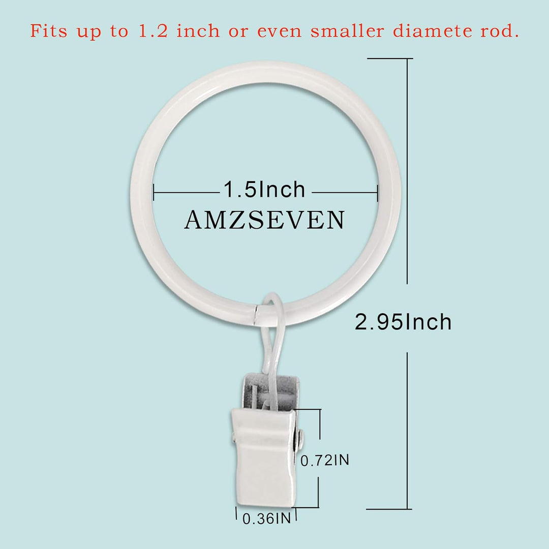 AMZSEVEN 40 Stück Metall Vorhangringe mit Clips, Drapery Clips Haken, dekorative Gardinenstange Clip