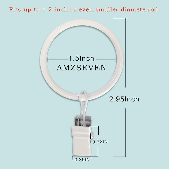 AMZSEVEN 40 Stück Metall Vorhangringe mit Clips, Drapery Clips Haken, dekorative Gardinenstange Clip