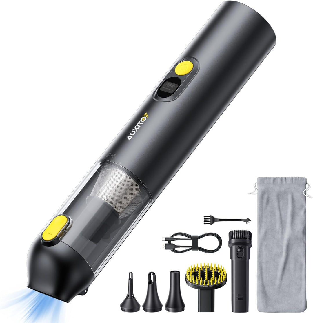 AUXITO Mini Handstaubsauger Akku mit hoher Leistung 24000 Pa,Autostaubsauger mit Blas- & Saugfunktio
