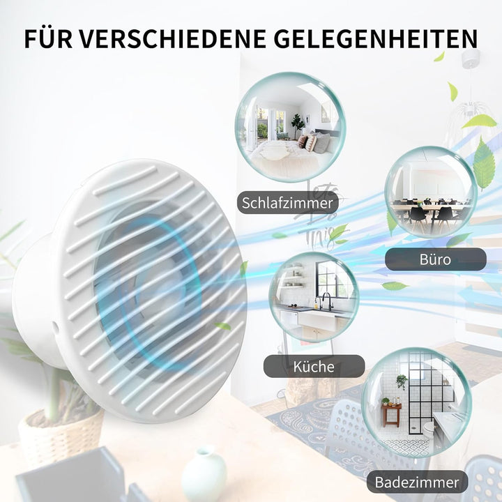 FanGoFast Badlüfter 100mm, Leistungsstarker Abluftventilator mit Rückstauklappe, Wasserdicht 14W Ene