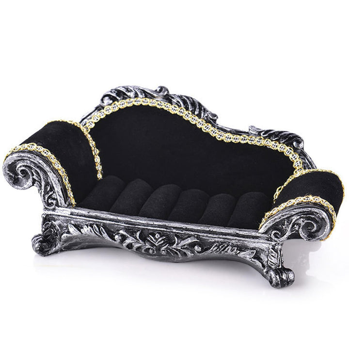 Puppenhausmöbel, Puppenhauscouch, 1:12 schwarzes viktorianisches Sofa, Wohndekoration, Ornament, L,
