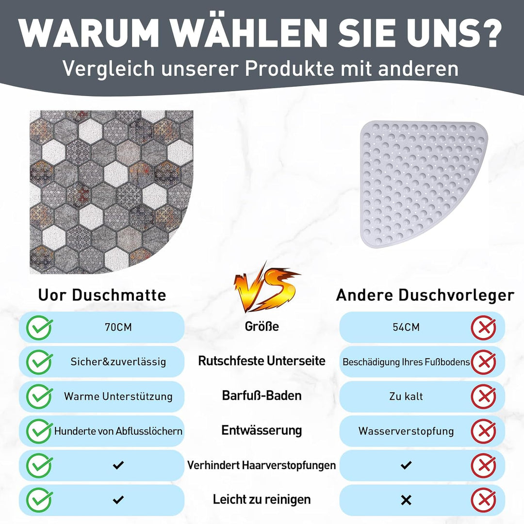 Duschmatte rutschfest Antirutschmatte Dusche: 70 x 70 cm Gross Eckduschmatte Dreieckig Duscheinlage