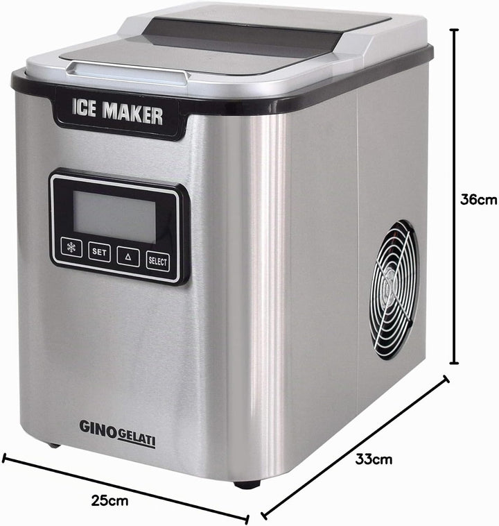 Gino Gelati GG-175W Digitaler Edelstahl Eiswürfelbereiter Eiswürfelmaschine Icemaker