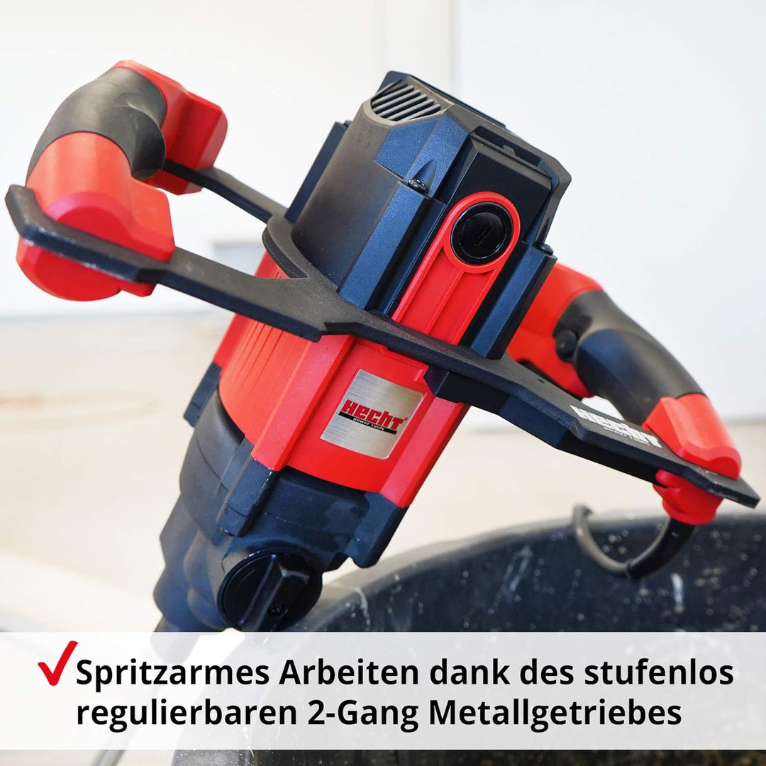 Hecht komfortables Rührwerk mit starken 1800 Watt – robustes 2-Gang-Metallgetriebe - Ideales Rührwer