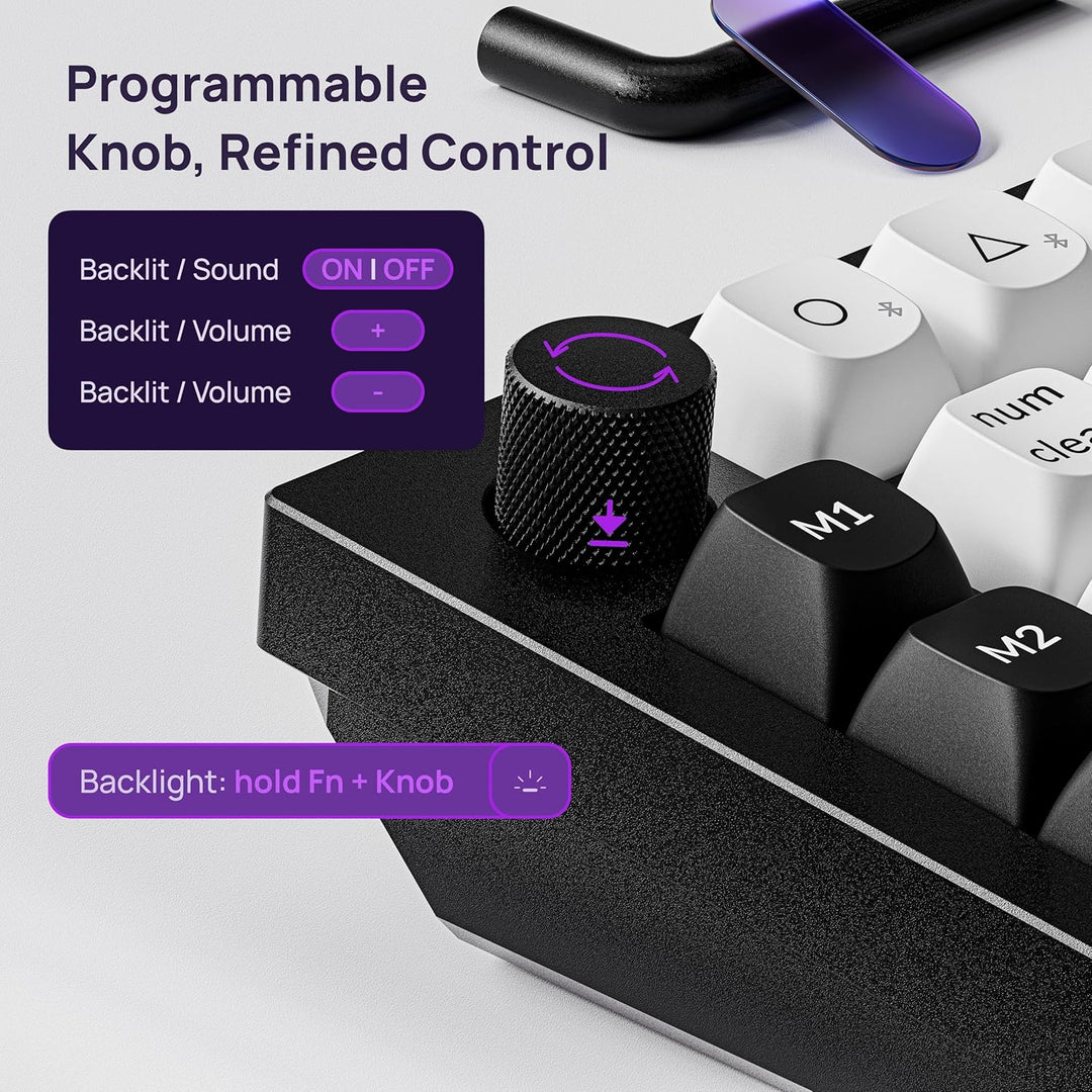 Keychron Q0 HE Kabelloser Magnetisches Numpad, 2,4 GHz/Bluetooth 5.1, Schnelltrigger, RGB, programmi