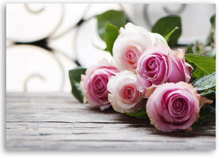 Feeby Leinwandbild Rose Bild Kunstdruck Blume Rosa 70x50 cm M14555 70x50 cm, M14555 70x50 cm