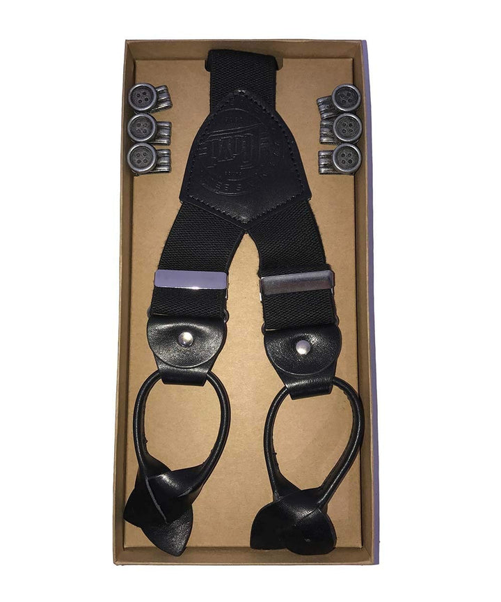 LLOYD 05 120 Hosenträger Leder Rückenteil und Roll-Clips, Schwarz, 35mm