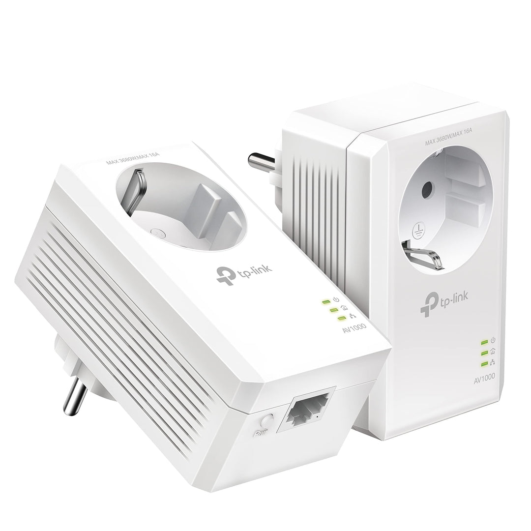 TP-Link TL-PA7019P KIT AV1000 Gigabit Powerline Adapter mit Steckdose (1x Gigabit Port, Plug und Pla