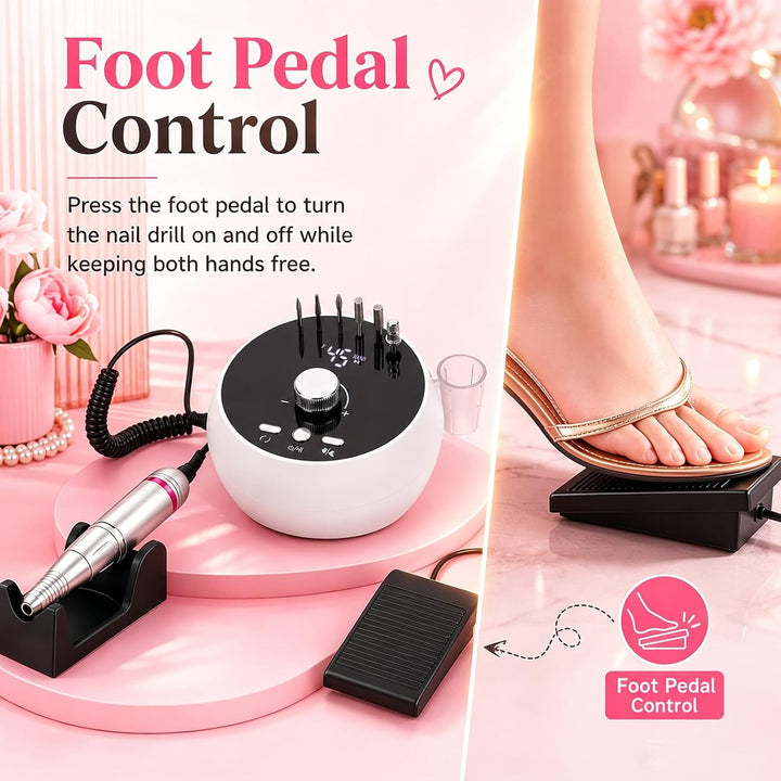 Nagelfräser, Professionelle Elektrische Nagelfeile, 45,000RPM Ultraleise Fräser Nägel Maniküre Pedik