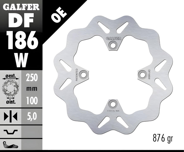 GALFER Wave Bremsscheibe DF186 W - starr, (KBA), hinten