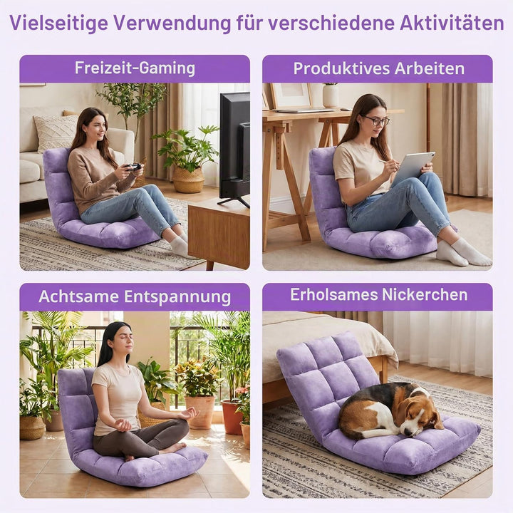 RELAX4LIFE Bodenstuhl Klappbar, Bodensessel mit Verstellbarer Rückenlehne &amp; Liegefunktion, Relaxsess