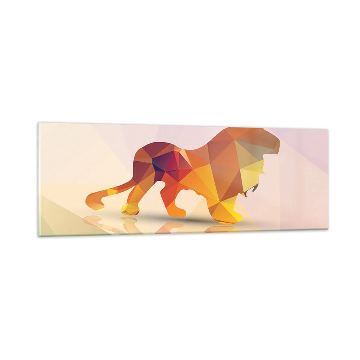 Panorama Bilder auf Glas Löwe Illustration modern Glasbild 90x30cm Wandbilder Dekoration Wohnzimmer