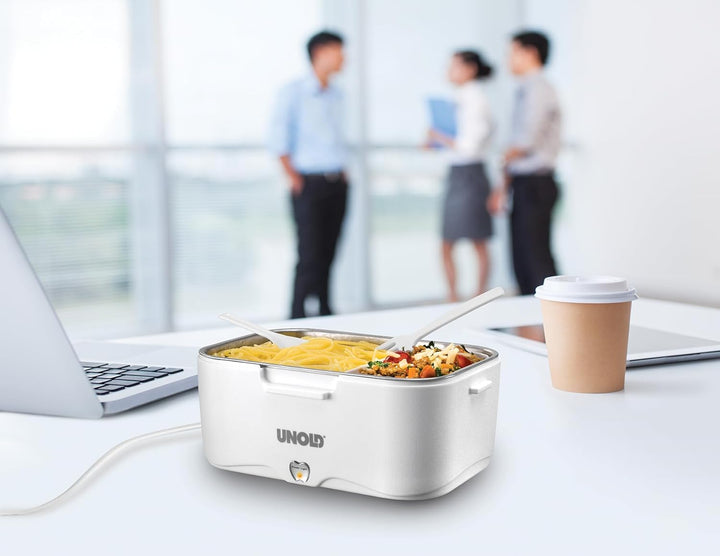 UNOLD 58850 elektrische Lunchbox - Weiss, 1,5 Liter, Kunststoff,zum Erwärmen für unterwegs oder im B
