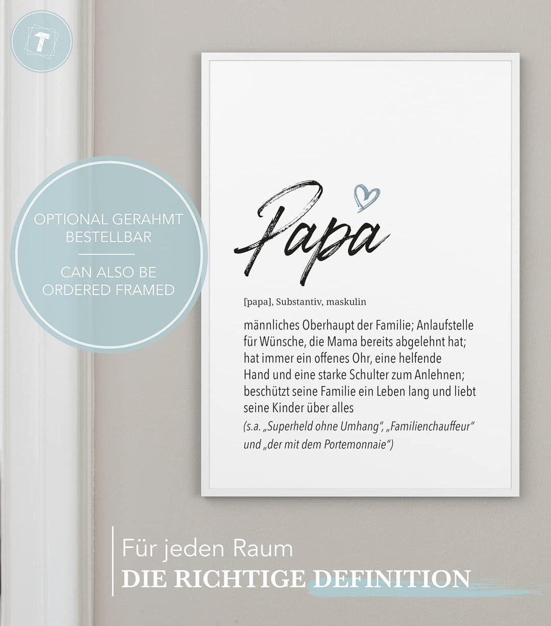 Papierschmiede® Herz Definition: Papa, DIN A1 (ca. 59x84 cm), Poster für Wohnzimmer, Schlafzimmer, W