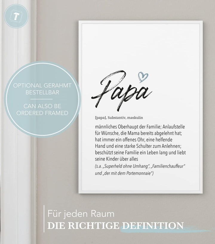 Papierschmiede® Herz Definition: Papa, DIN A1 (ca. 59x84 cm), Poster für Wohnzimmer, Schlafzimmer, W