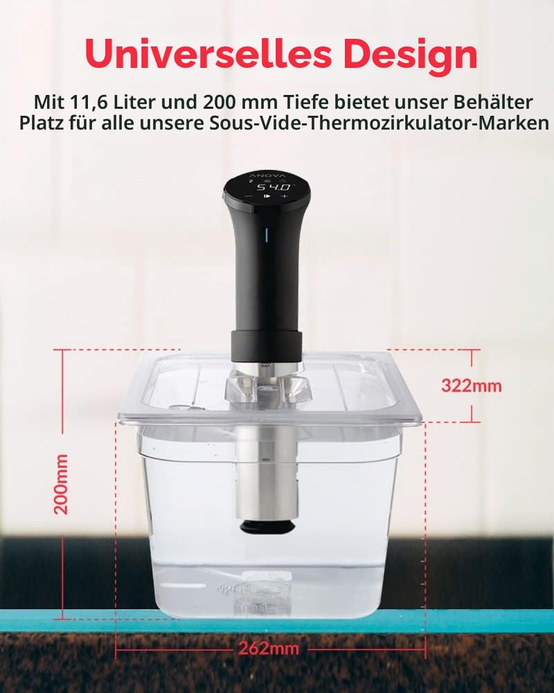 SousVideTools Behälter aus Polycarbonat, 11,6 l, mit Deckel passend für den Sous-Vide-Stick von Anov