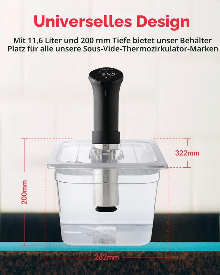 SousVideTools Behälter aus Polycarbonat, 11,6 l, mit Deckel passend für den Sous-Vide-Stick von Anov