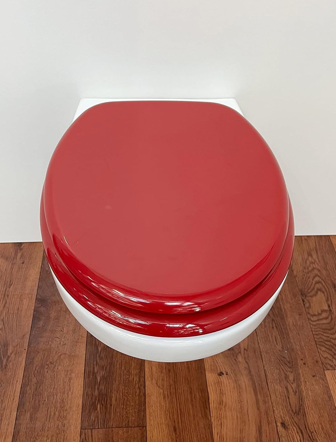 ADOB WC Sitz Klobrille Holzkern Farbe Rot extrem stabil, messing verchromte Scharniere, WC-Brille WC